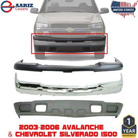 14259706 Aariz Carparts New Front Bumper Chrome Steel Kit For 03-06 Avalanche And Chevrolet Silverado 1500