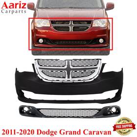 Ch1200342 Aariz Carparts Front Bumper Cover Primed Grille Valance For 2011-2020 Dodge Grand Caravan