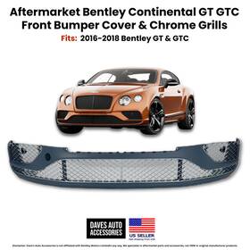 3w3807221ad Aftermarket 2016-2018 Bentley Continental Gt Gtc Front Bumper Cover And Chrome Grilles