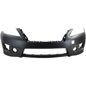 12242521 Aftermarket Replacement Front Bumper Cover For 2013-2014 Nissan Sentra With Fog Lamp Holes Primed