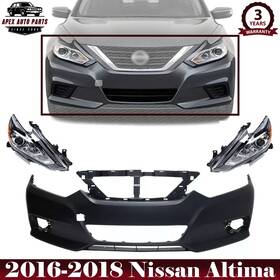15189937 Apex Auto Parts Front Bumper Cover Fascia And Headlight Assembly Kit For 2016-2018 Nissan Altima