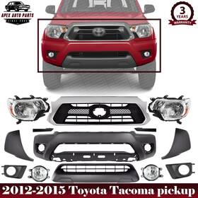 Apex Auto Parts 191275286906 Front Bumper Cover Paintable And Headlights Kit For 2012-2015 Toyota Tacoma