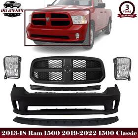 Apex Auto Parts 723650273463 Front Bumper Cover Kit For 2013-18 Ram 1500 2019-2022 Classic