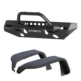 2082096 Aries Trailchaser Prerunner Front Bumper With Fender Flares Aluminum