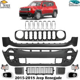 15194032 Autoelements Usa Front Bumper Cover Primed And Grille Assembly Kit For 2015-2018 Jeep Renegade