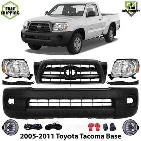 9598544 Autoelements Usa Front Bumper Cover Textured Plastic And Headlights Kit For 2005-2011 Toyota Tacoma