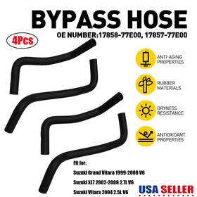 17858-77e00 Auxito 2/4x Radiator Heater Hose Kit Black For Suzuki Grand Vitara 99-08 V6 1785877e00