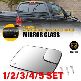 5161010aa Auxito Heated Mirror Glass Passenger Side For 2005-2009 Dodge Ram 1500 2500 3500 1-5set