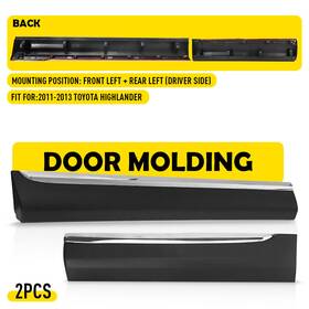 75076-0e050 Auxito 750720e050 Front Rear Left Door Lower Molding Abs Trim Panel For 11-13 Toyota Highlander Ej