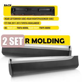 75075-0e050 Auxito 2set Rear Left Right Door Molding Lower Trim For 2011-2013 Toyota Highlander New