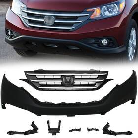 14605887 Branded 7pc Kit For 2012-2014 Honda Cr-v Primed Bumper Upper Cover Grille Brackets