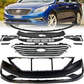 Fs601950sr Branded 11pc For 2015-2017 Hyundai Sonata Se Bumper Cover Upper Lower Grille Fog Light