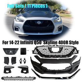 400r Bumper Grille Fog Light Set For 2014-2022 Infiniti Q50 Front Skyline Style