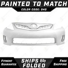 To1000370 Bumpers That Deliver New Painted 040 - White Front Bumper Cover For 2010-2011 Toyota Camry Hybrid