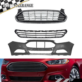Rr700676 Chrome Front Upper Lower Grille And Bumper Cover For 2013-2016 Ford Fusion