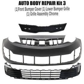 14415812 Chrome-zone Auto Front Bumper Cover And Grille Assembly Kit For 2016 2017 Kia Rio Sedan