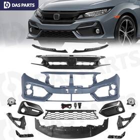 Hd6202978 Dasparts For 2020-2021 Honda Civic Front Bumper Cover Kit With Grille Gloss Black Oe Style
