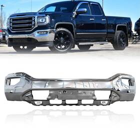 Gm1002866 Dtanncce 23243500 Front Bumper Face Bar For 2016-2018 Gmc Sierra 1500 With Sensor Holes Silver Steel