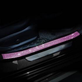 Eohmak Ml0446keoh Car Door Sill Protector With Bling Rhinestones 2pcs 2.75 Inch X23.62 Pink