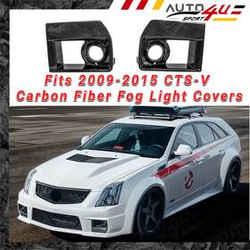 Fog-325-bkcf Eos Real Carbon Fiber Front Bumper Fog Light Frame Cover Fits 2009-15 Cadillac Cts-v