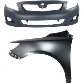 14258 Evan-fischer Bumper Cover Kit For 2009-2010 Toyota Corolla Front 2 Pieces