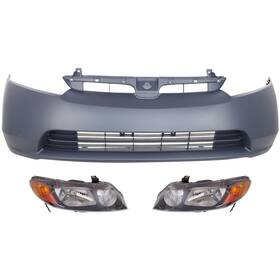 14426219 Evan-fischer Front Bumper Kit Includes Lh And Rh Headlights For 2006-2008 Honda Civic Sedan
