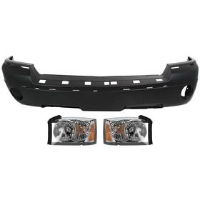 15193255 Evan-fischer Bumper Cover Kit For 2005-2007 Dodge Dakota Front With Corner Light Bulb Shield