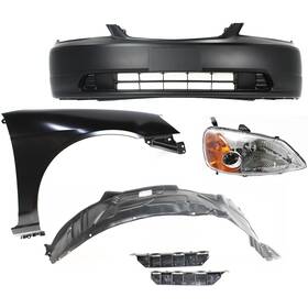16545925 Evan-fischer Bumper Cover Kit For 2001-03 Civic Sedan 4-door Front Primed 6 Pc