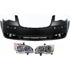 16546768 Evan-fischer Bumper Cover Kit For 2010 Town And Country Front Primed With Headlight