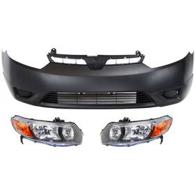 16546914 Evan-fischer Bumper Cover Kit For 2006-2007 Honda Civic Coupe Front 3 Pcs