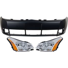16577558 Evan-fischer Bumper Cover And Headlight Kit For 2008-2011 Ford Focus Sedan Halogen With Bulbs