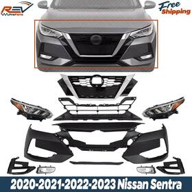 17625778 Evan Fischer Front Bumper Cover Fascia And Head Light Assembly Pair For 2020-2023 Nissan Sentra