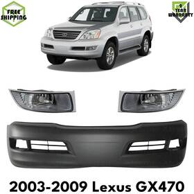 12734898 Evanfischer Front Bumper Cover Primed Plastic And Fog Lights Assembly For 2003-2009 Lexus Gx47