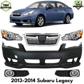 13447299 Evanfischer Front Bumper Cover Primed Plastic And Headlights Kit For 2013-2014 Subaru Legacy