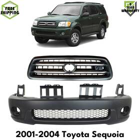 13462815 Evanfischer Front Bumper Cover Primed Plastic And Grille Assembly For 2001-2004 Toyota Sequoia