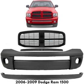 14468007 Evanfischer Front Bumper Cover Paintable And Grille Assembly Kit For 2006-2009 Dodge Ram 1500