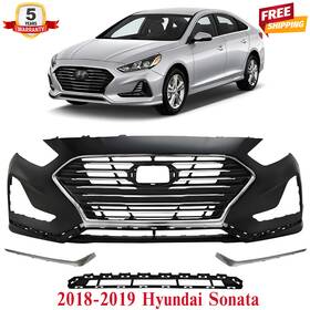 16529838 Evanfischer Front Bumper Cover Paintable And Grille Assembly Kit For 2018-2019 Hyundai Sonata