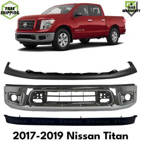17158610 Evanfischer Front Bumper Chrome Steel And Cover Primed Kit For 2017-2019 Nissan Titan