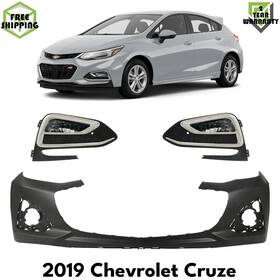 17171404 Evanfischer Front Bumper Cover Primed Plastic And Fog Lights Kit For 2019 Chevrolet Cruze