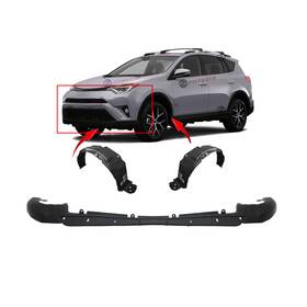 To1095208 Fitparts 633406650564 Front Bumper Cover And Fender Liner Kit For Toyota Rav4 2016-2018