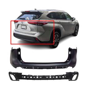 To1100355 Fitparts 633406738408 Rear Bumper Cover Kit For 2020-2023 Toyota Highlander