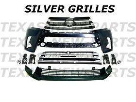 To1000427 Fits 2017-2019 Toyota Highlander Front Bumper Upper Lower Grilles Fog Covers