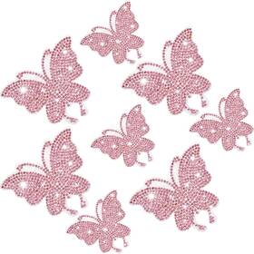 Ck-frienda-18892 Frienda 8 Pcs Bling Butterfly Car Decals Women Crystal Rhinestone Shiny Pink