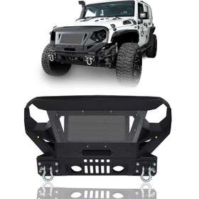 Hooke Road 752058091522 Off Front Bumper With Grill Guard And Winch Plate For Jeep Wrangler Jk 2007-2018