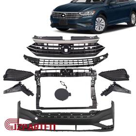 Jzrtgc638 Jx For 2019-2021 Volkswagen Vw Jetta Front Bumper With Chrome Grille/radiator Assembly