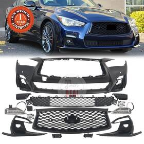 1kpns1205k25 Karpal Front Grille Bumper Cover With Sensor Holes Fog Lights For 2018-2024 Infiniti Q50