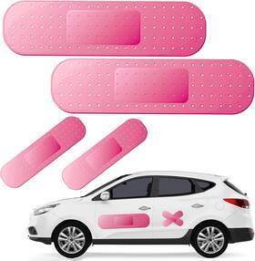 A0007 Keromtein 4pcs Funny Car Bandaid Stickers Pink 24/10in Giant Decals
