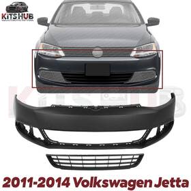 12714062 Kits Hub Front Bumper Cover Paintable And Lower Grille Kit For 2011-2014 Volkswagen Jetta