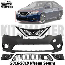 Kits Master 723650564592 Front Bumper Cover Paintable And Grille Assembly Kit For 2016-2019 Nissan Sentra