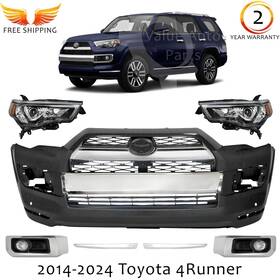 12723647 Locusautoparts Front Bumper Cover Primed Plastic And Headlights Kit For 2014-2024 Toyota 4runner